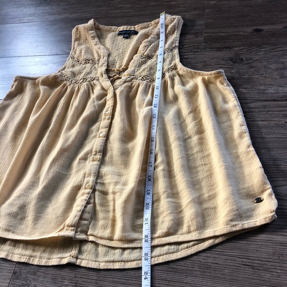 American Eagle gold mustard yellow button front tank top - Picture 12 of 13